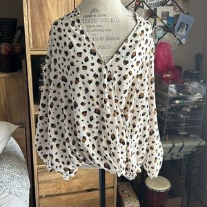 All in Favor Leopard Print Blouse - XL